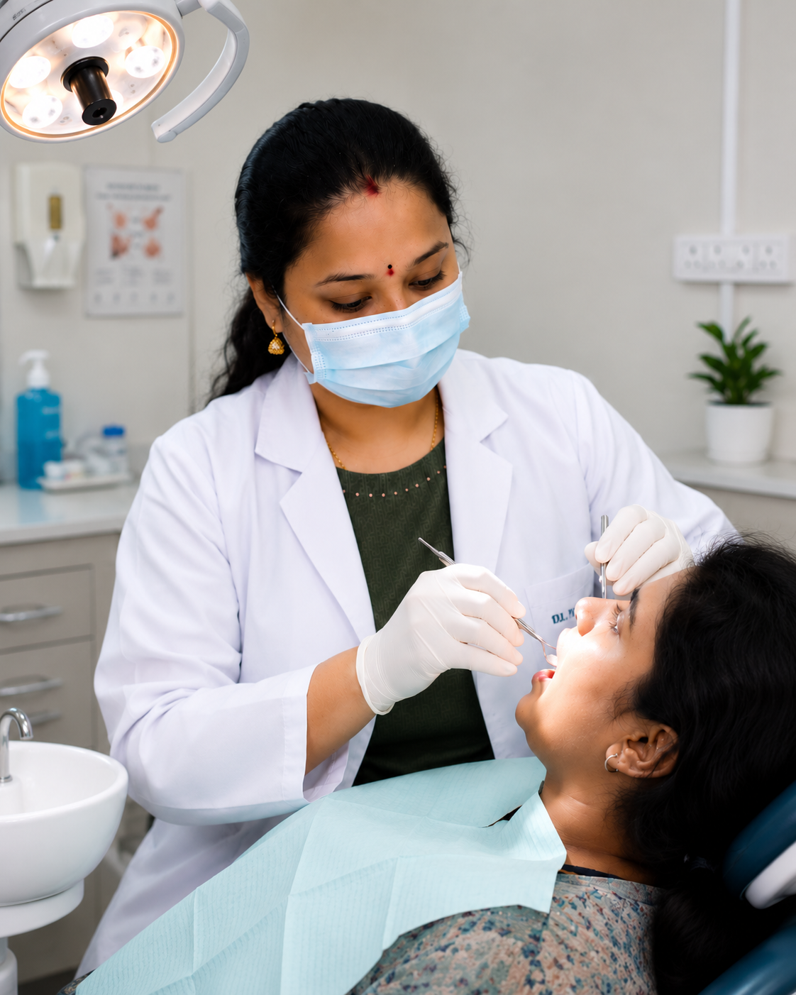 Dr. G. Mrudula performing clinical examination